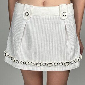 D&G Dolce & Gabbana Y2K Vintage White Cotton Button-Embellished Mini Skirt